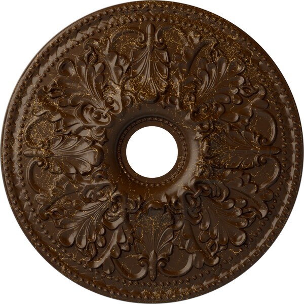 Ekena Millwork Ashley Ceiling Medallion (Fits Canopies up to 4 3/4"), 23 7/8"OD x 4"ID x 2 1/8"P, Root Beer Crackle CM23ASRBC - main